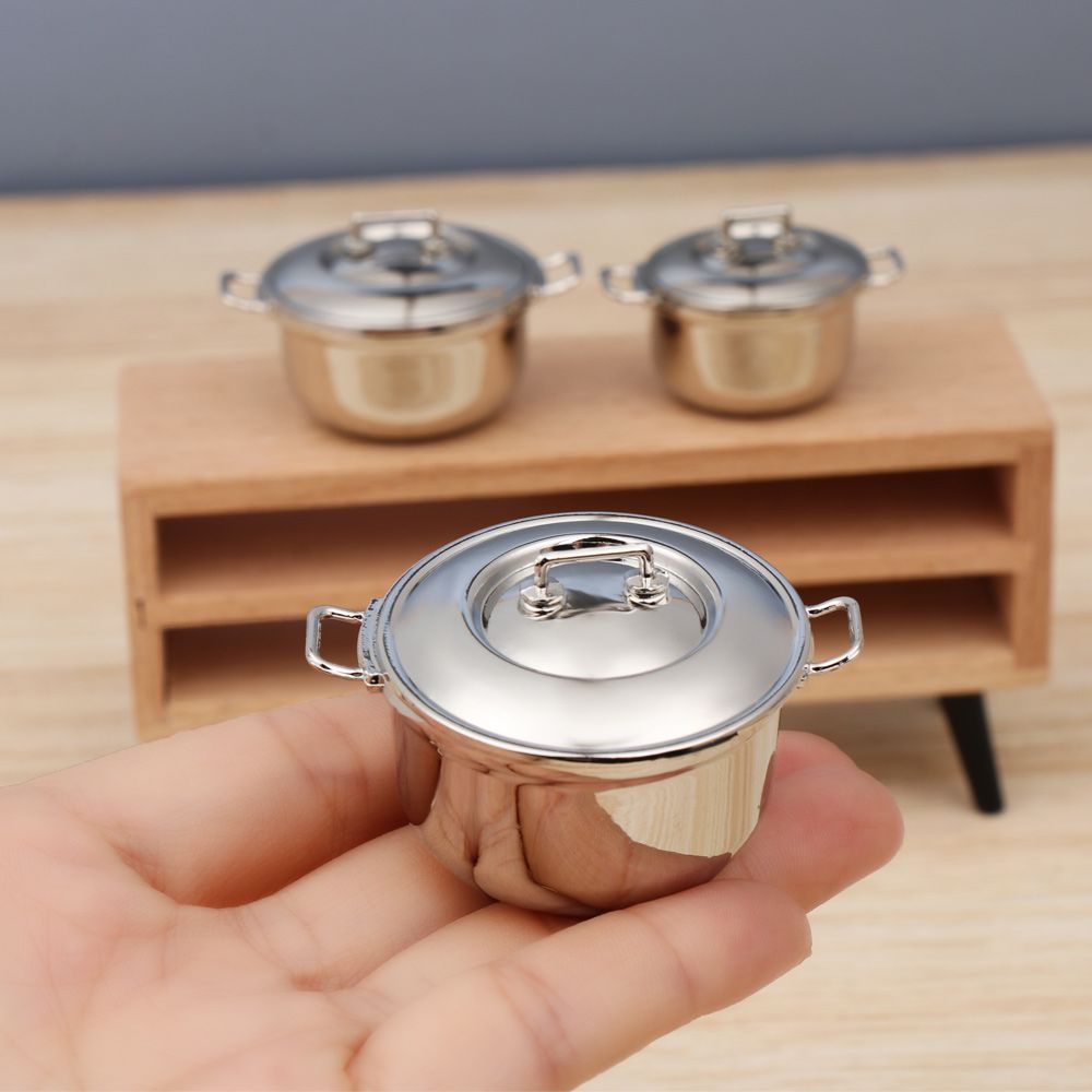 Gaming Kitchen Accessories - Kapak ile 1/12 minyatür çorba tenceresi