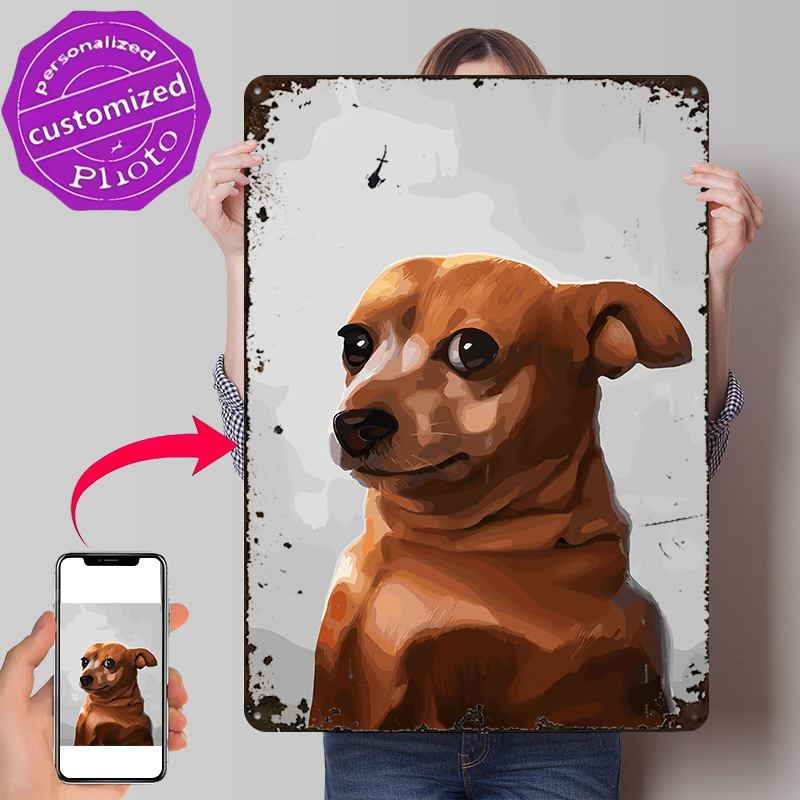 Gaming Accessories To 3D Print - Kahverengi Köpek Portre Posteri Retro 3D